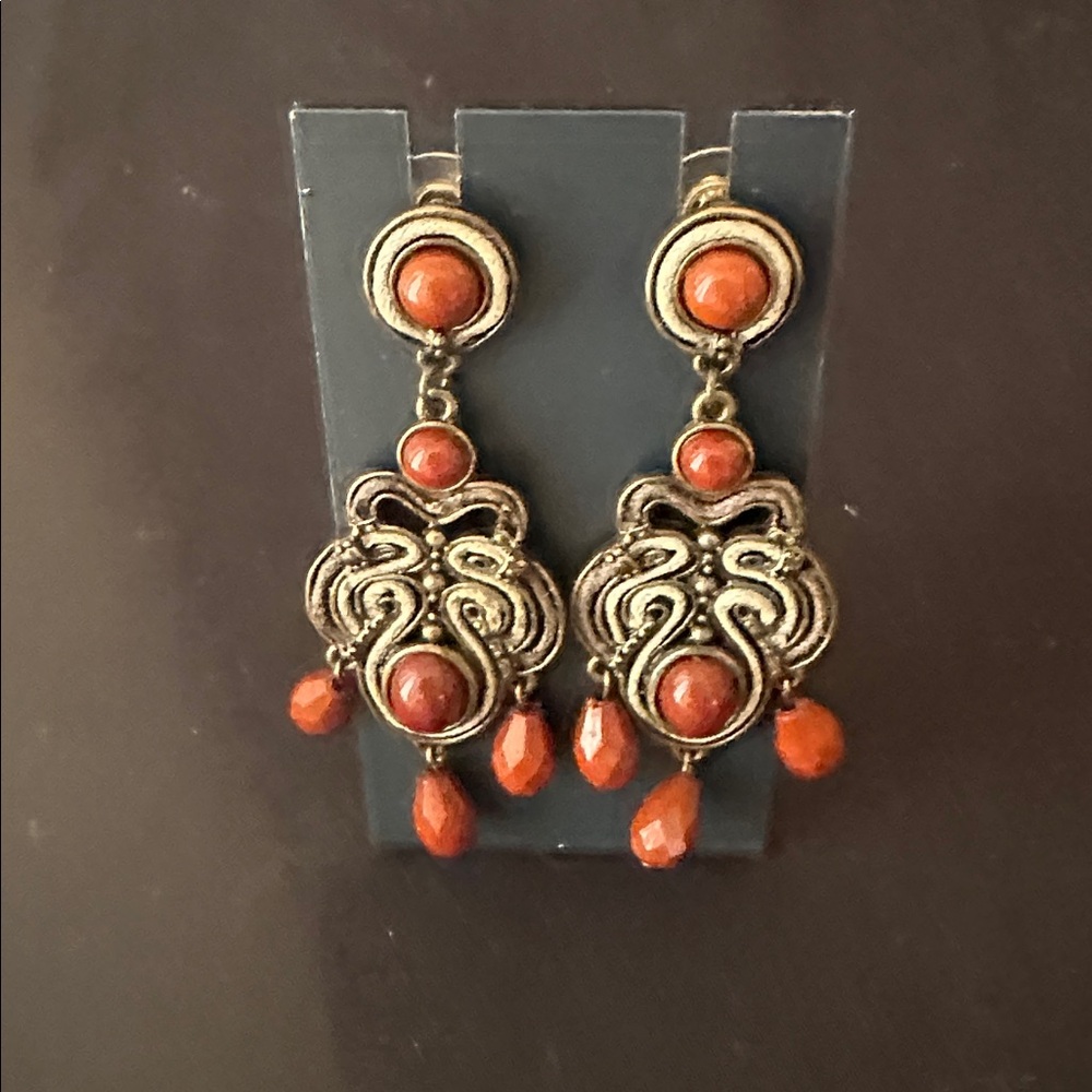 Bohemian brown and gold costume Drop Earrings - Unbranded